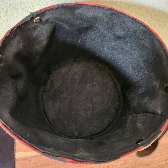 Red black plaid storage bucket cloth with handles - Picture 2 of 3